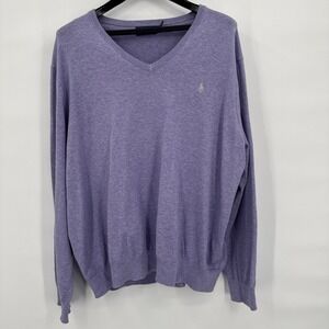 Polo Ralph Lauren Men's Lavender V-Neck Sweater XXL 100% Cotton Embroidered Logo